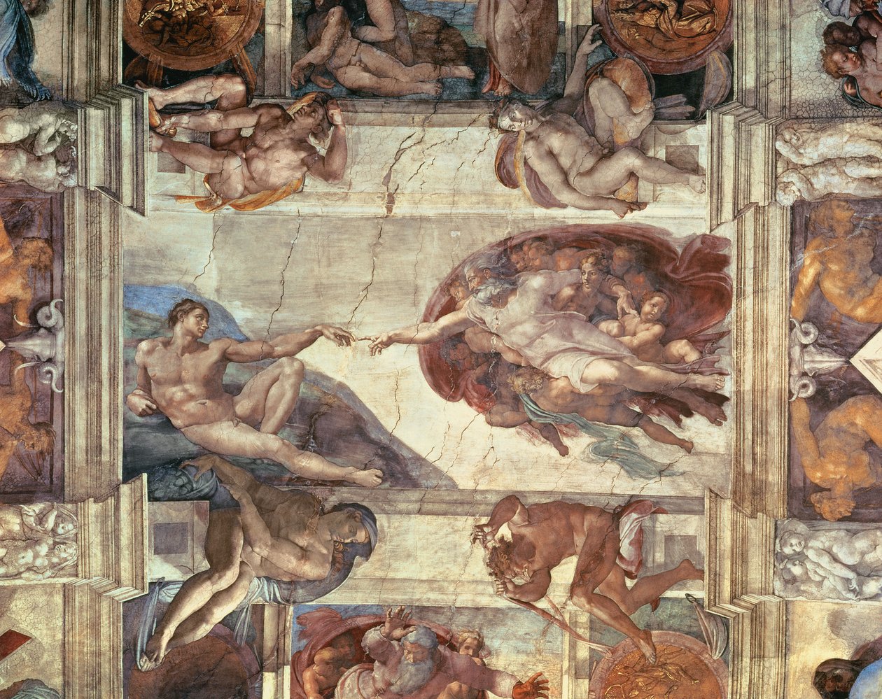The Creation of Adam (detail) by Michelangelo Buonarroti